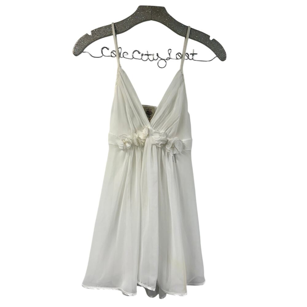 Inbloom by Jonquil Mini Dress Set Floral Bridal Bohemian White Semi Sheer Medium